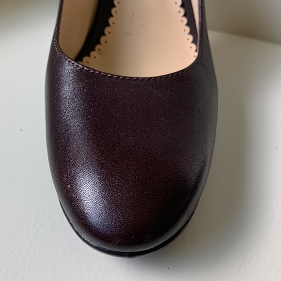 Oscar de la Renta Platform Brown Leather Pumps - Picture 9 of 14